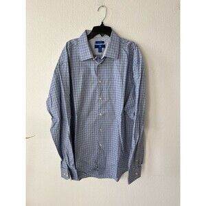 Egara Men's Modern Fit Blue Plaid Long Sleeve Button Up Shirt Size XXL 18-18.5